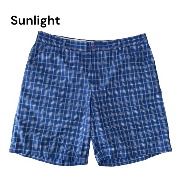 Greg Norman For Tasso Elba Mens Blue Plaid Golf Shorts Size 40 Polyester - Picture 1 of 10